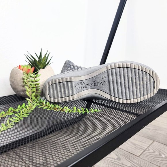 Skechers 49025 Gray Relaxed Fit Memory Foam Leather & Weave Comfort Shoes SZ 10 - Picture 10 of 10